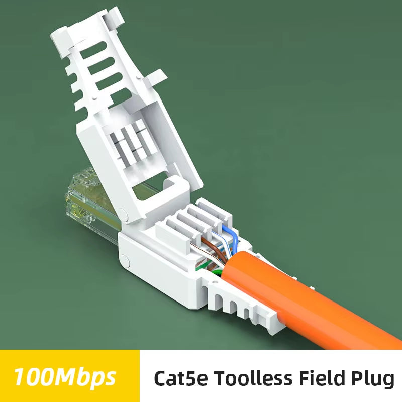 RJ45 Cat8 Cat7 Cat6A Connectors Tool-Free Reusable Ethernet Termination Plugs, Internet Plug, Fast Field Installation