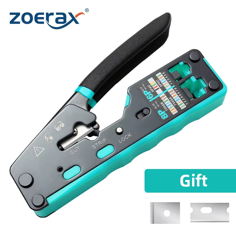 RJ45 Crimping Tool Ethernet Crimper for Cat6 Cat5 Cat5E RJ45 Pass through Connectors and RJ12 Ends