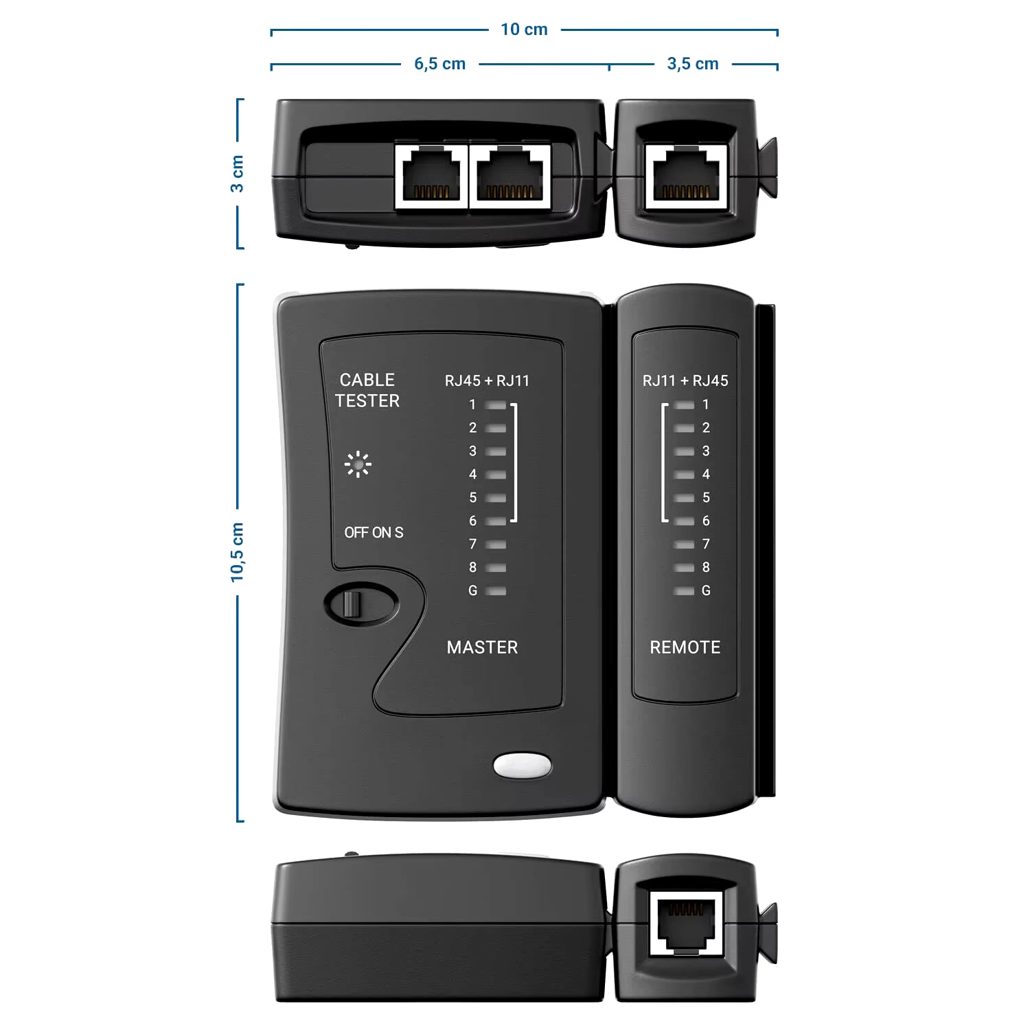 Network Ethernet Cable Tester for LAN RJ45 Cat5 Cat5E Cat6 Cat6A Cat7 Utp/Shielded Cable and RJ11 RJ12