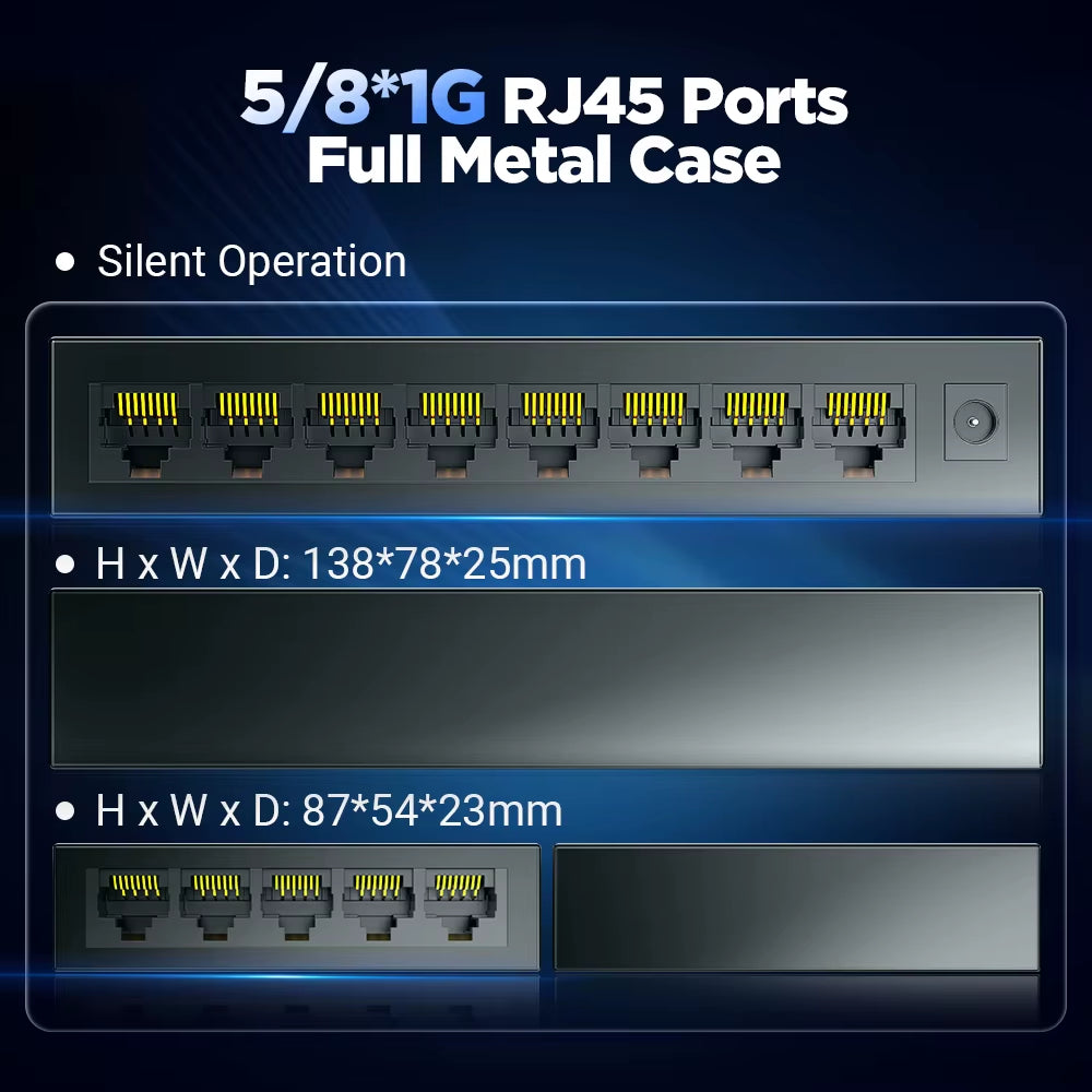1000Mbps Gigabit Network Switch 5 8 Port Ethernet Smart Switcher High Performance RJ45 Hub Internet Splitter