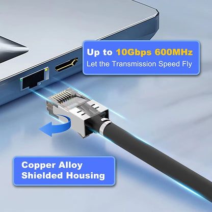 10PCS CAT6A CAT7 Connector,Rj45 Connectors Pass through CAT7 Shielded, Ul-Listed 3-Prong with 10PCS Strain Relief Boots