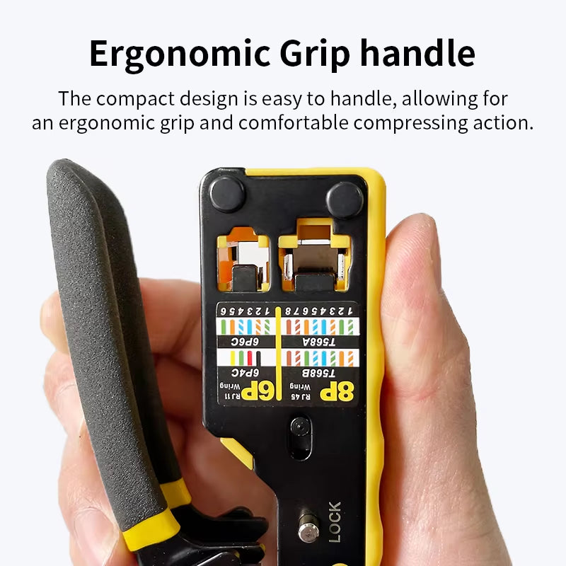 RJ45 Crimping Tool Ethernet Crimper for Cat6 Cat5 Cat5E RJ45 Pass through Connectors and RJ12 Ends