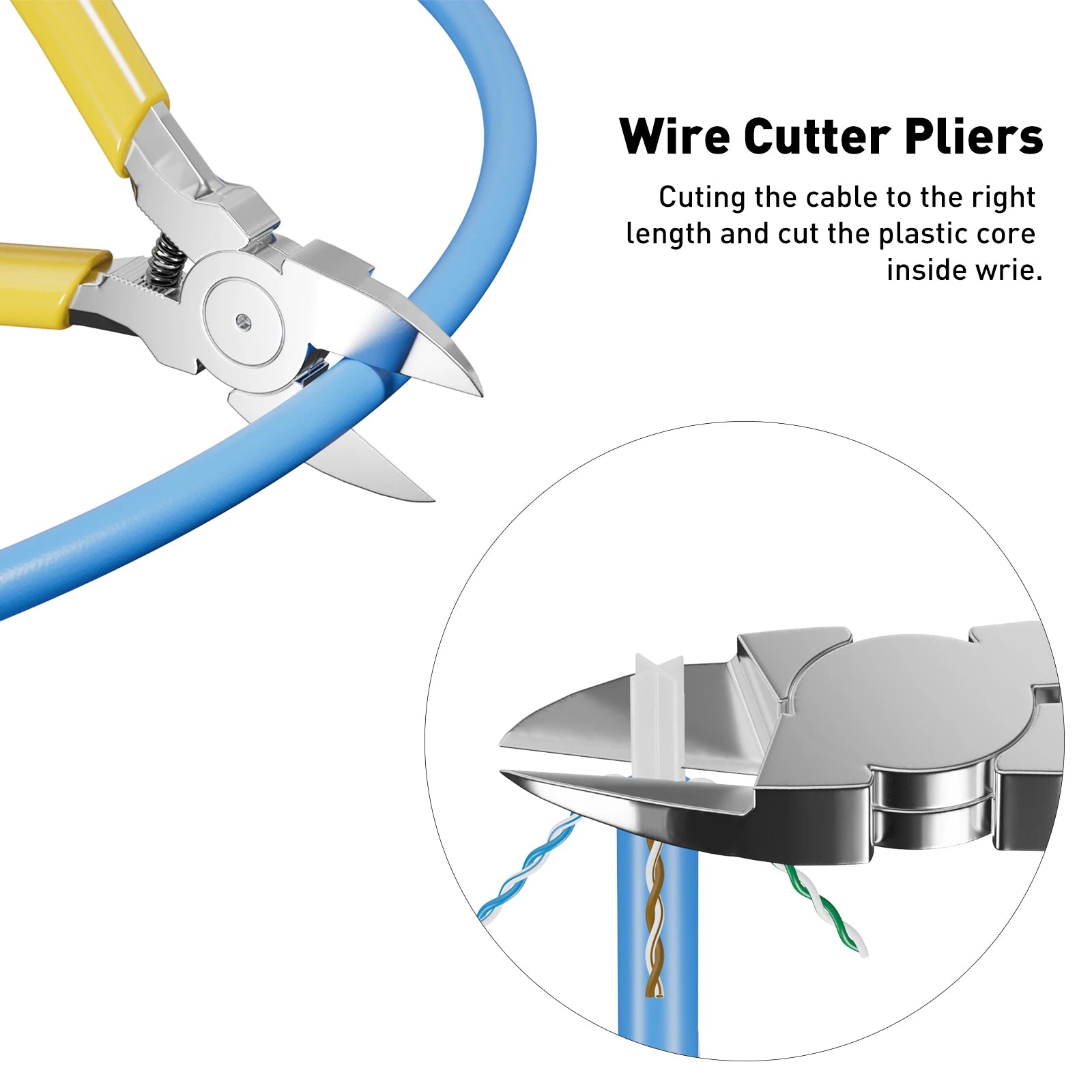 8 in 1 RJ45 Crimp Tool Kit,Crimper Tool,Cable Tester,Wire Cutter,Blades,50Pcs Cat 6 Connectors and Strain Relief Boots